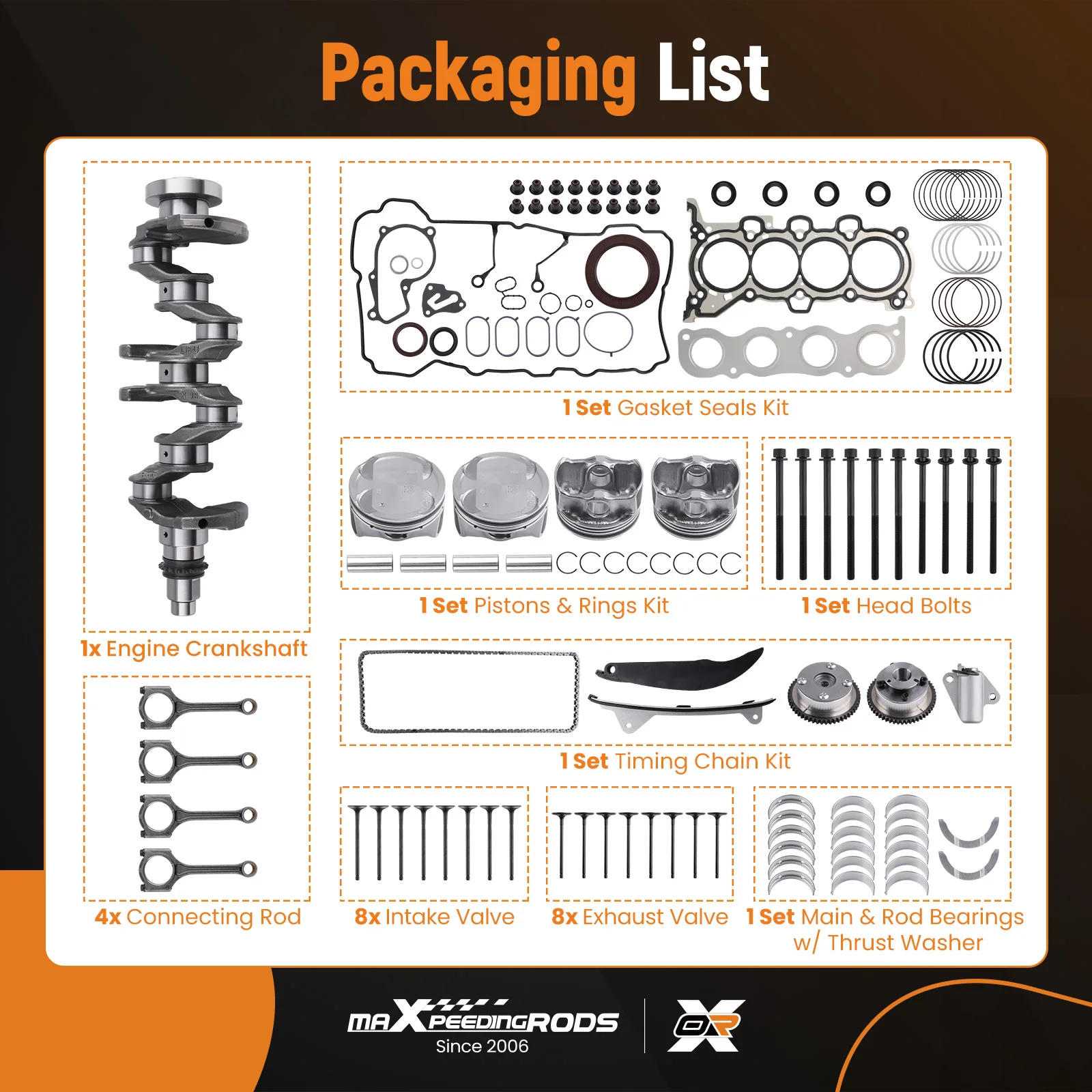G4NB 1.8L Engine Piston Gasket Rebuild Kit Crankshaft / Con Rods For Hyundai Kia	