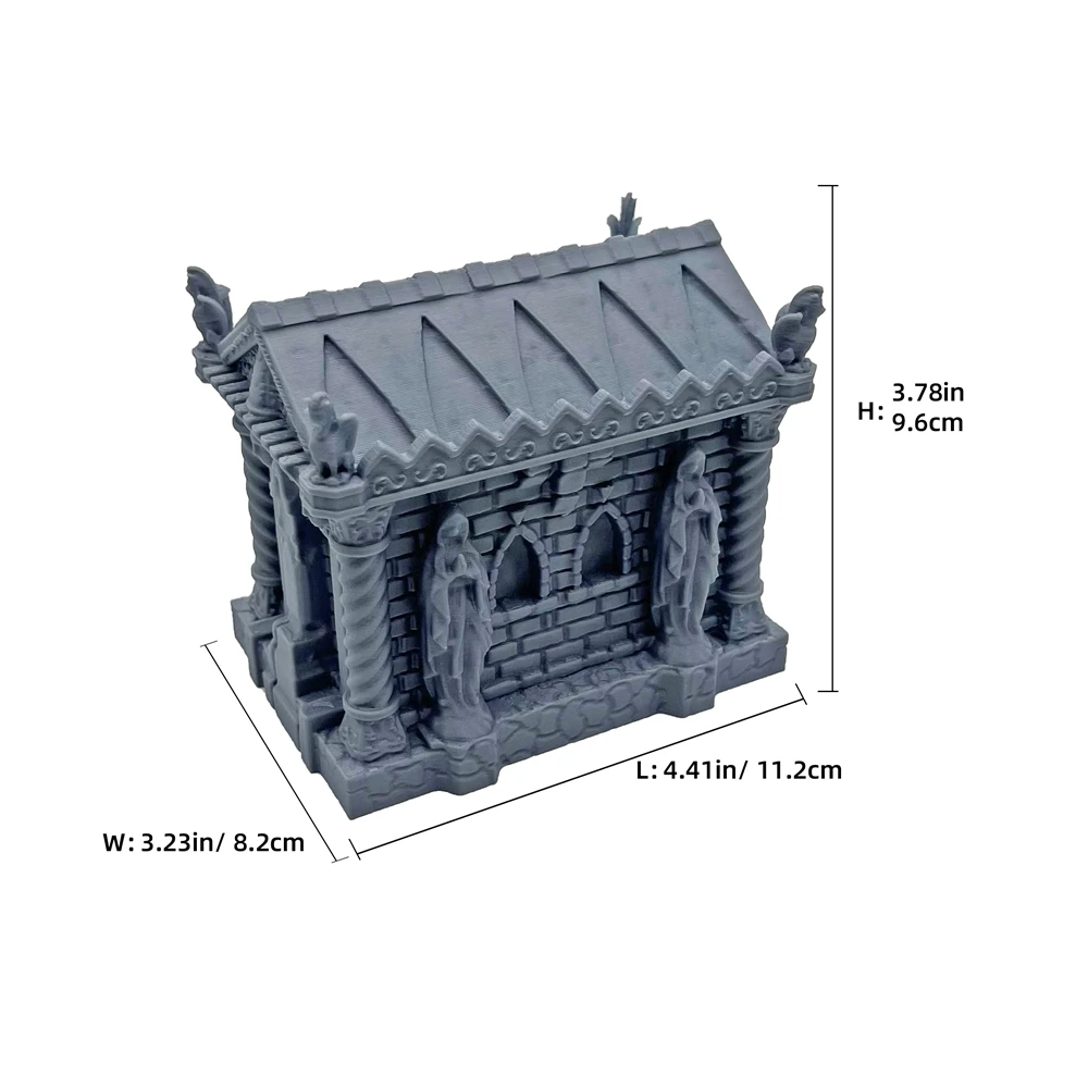 Tomb gothique non peint, Terrain RPG supérieur amovible pour décor de paysage D&D/Warhammer, tomes de cimetière 3D