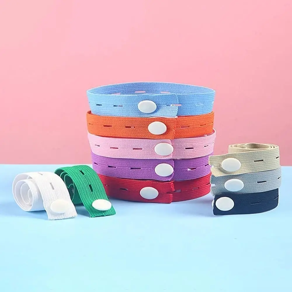 10pcs With Button Hole Storage Elastic Band Colorful Flat Binding Strap Nylon Mix Color Folding Clothes Band T-shirt Pants