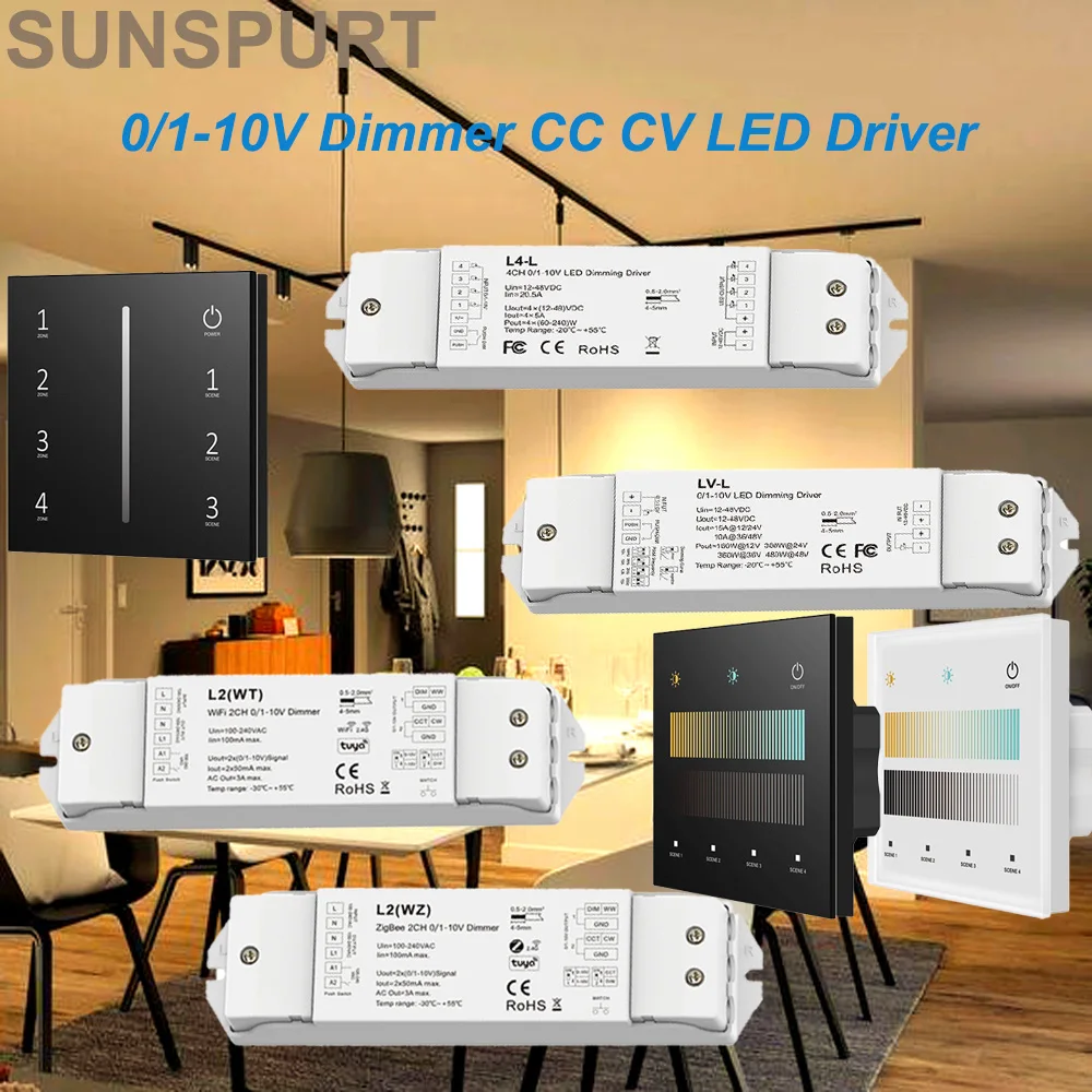 1-10PC SKYDANCE L2(WZ)/L2(WT) 2CH Wi-Fi/Zigbee Series (Tuya App) led strip controller 100-240VAC 0/1-10V Zigbee & RF Push Dimmer