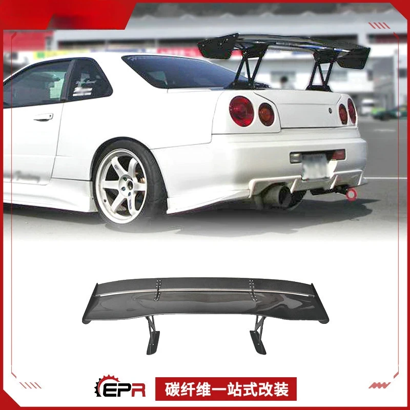 

Для Nissan Skyline R34 – задний спойлер в стиле Vortex из карбона, фиксированный, с высоким тяговым усилием
