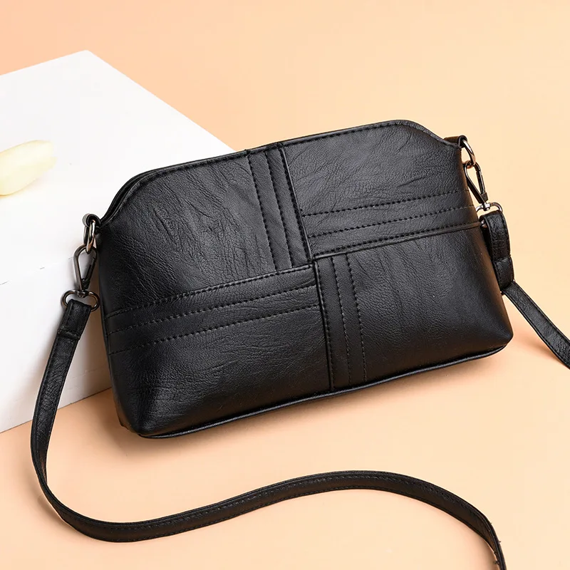 

New PU Leather Casual Mama Messenger Bags Phone Bag Crossbody Black Handbags for Women Small Shoulder Bag Purse