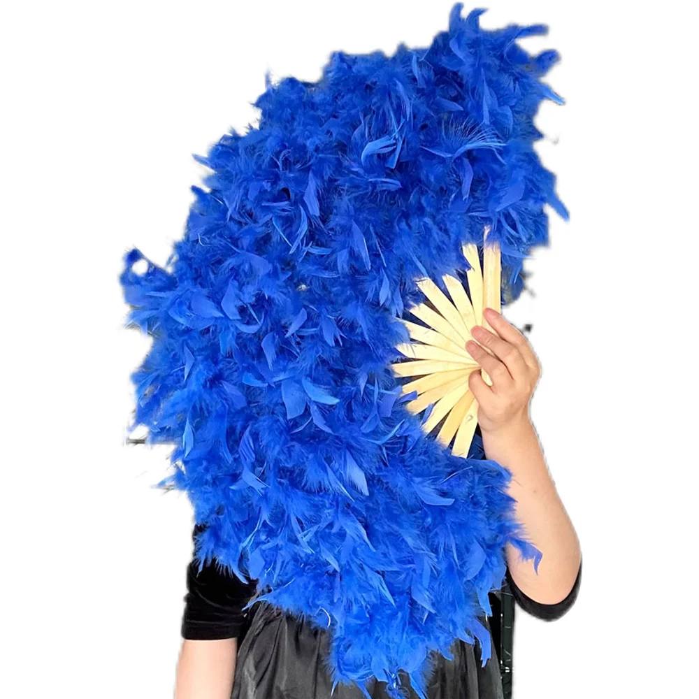 Sky Blue Large Feather Fan Photography Props Stage Performance Dance Fan Lolita Feather Folding Fan Wedding Party Decoration