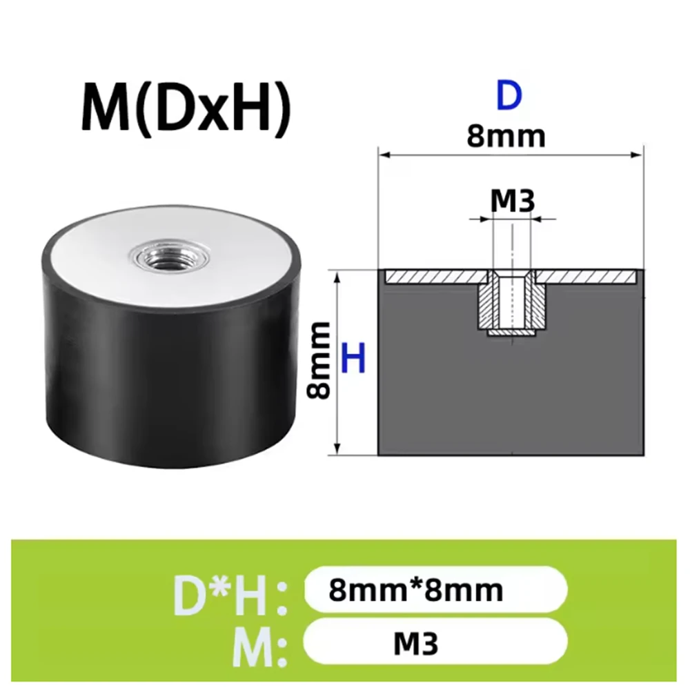 1-5Pcs Single Thread Female-End DE-Type Damper M3 M4 M5 M6 M8 M10 M12 M16 M20 Rubber Shock Absorber Isolation Mount Dia 8-150mm