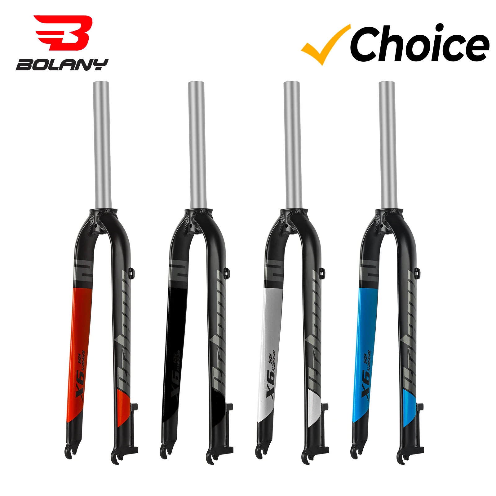 Bolany X6 Matte Rigid Fork FIt 26/27.5/29inch Aluminum Alloy Mountain Bike Fork Straight Tube 28.6mm A-pillar MTB Hard Fork