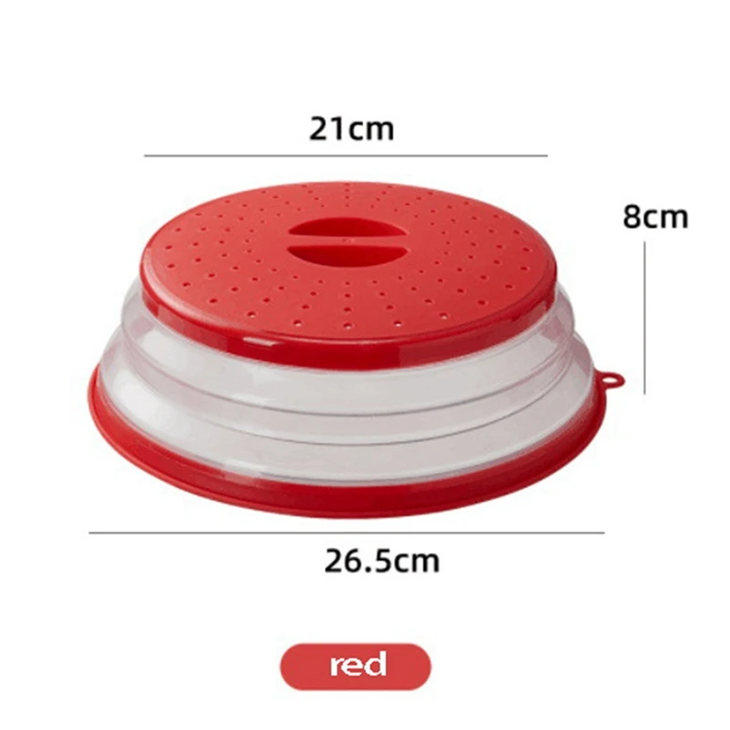 Collapsible Microwave Splatter Cover, Microwave Trays Food Cover With Lids(Red)