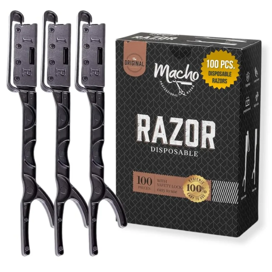 

Professional Straight Razors for Men 100 pcs Disposable Straight Edge Razors with Stainless Steel Blade and Guard Essential Bar