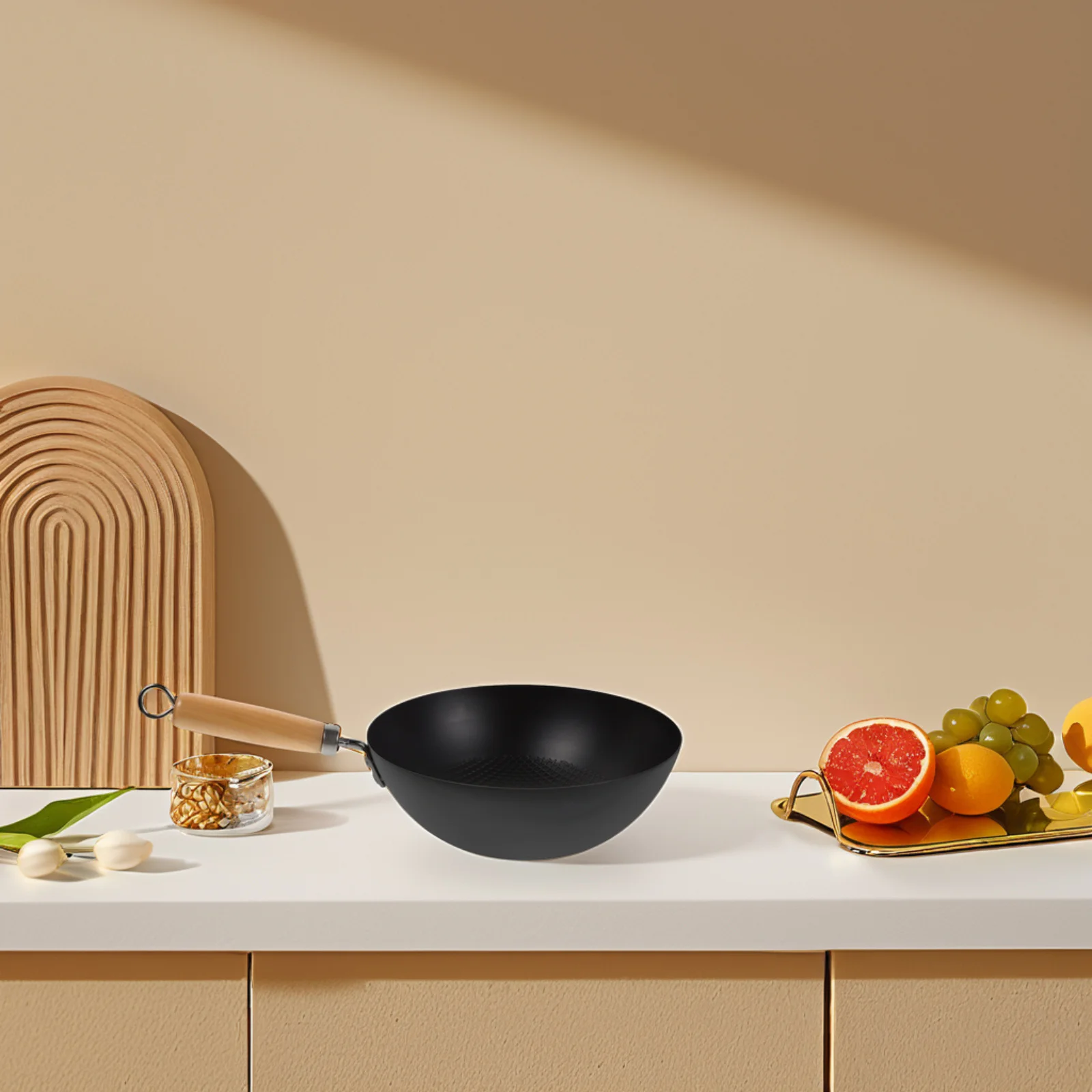 

Small Wrought Iron Wok Pan Household Use Single Person Gas Stove Compatible Small Wok Pan Kitchen Stir-Fry Cooking Pot