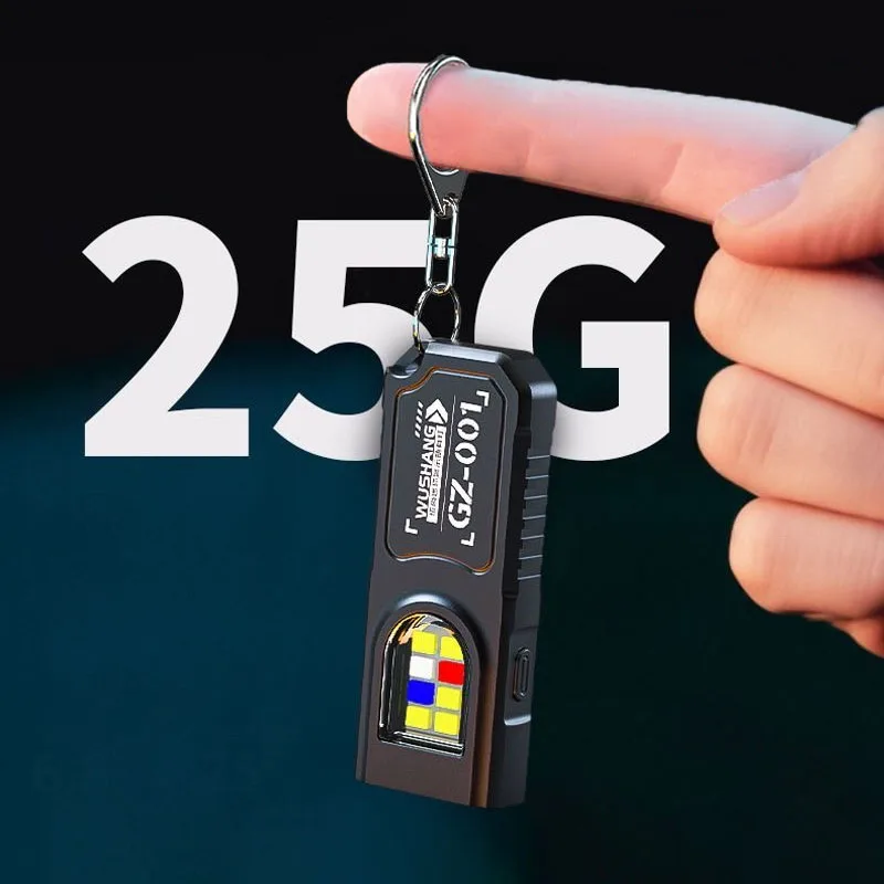 Multifunctional Mini COB LED Keychain Flashlight USB Rechargeable Hat Clip Lamp Work Light Keyring Camping Walking Pocket Lamp