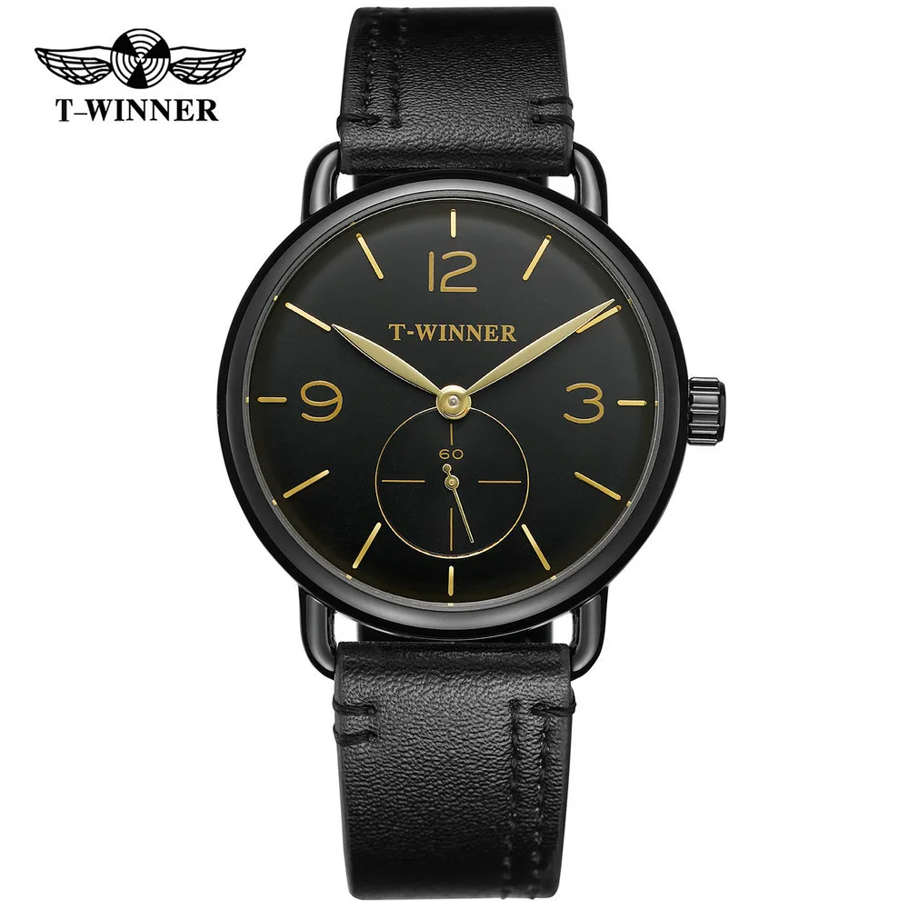 2023 Fashion Winner Top Brand Men\'s Simple Business Genuine Leather Waterproof Small Second Hand Mechanical Hollow Wrist Watches