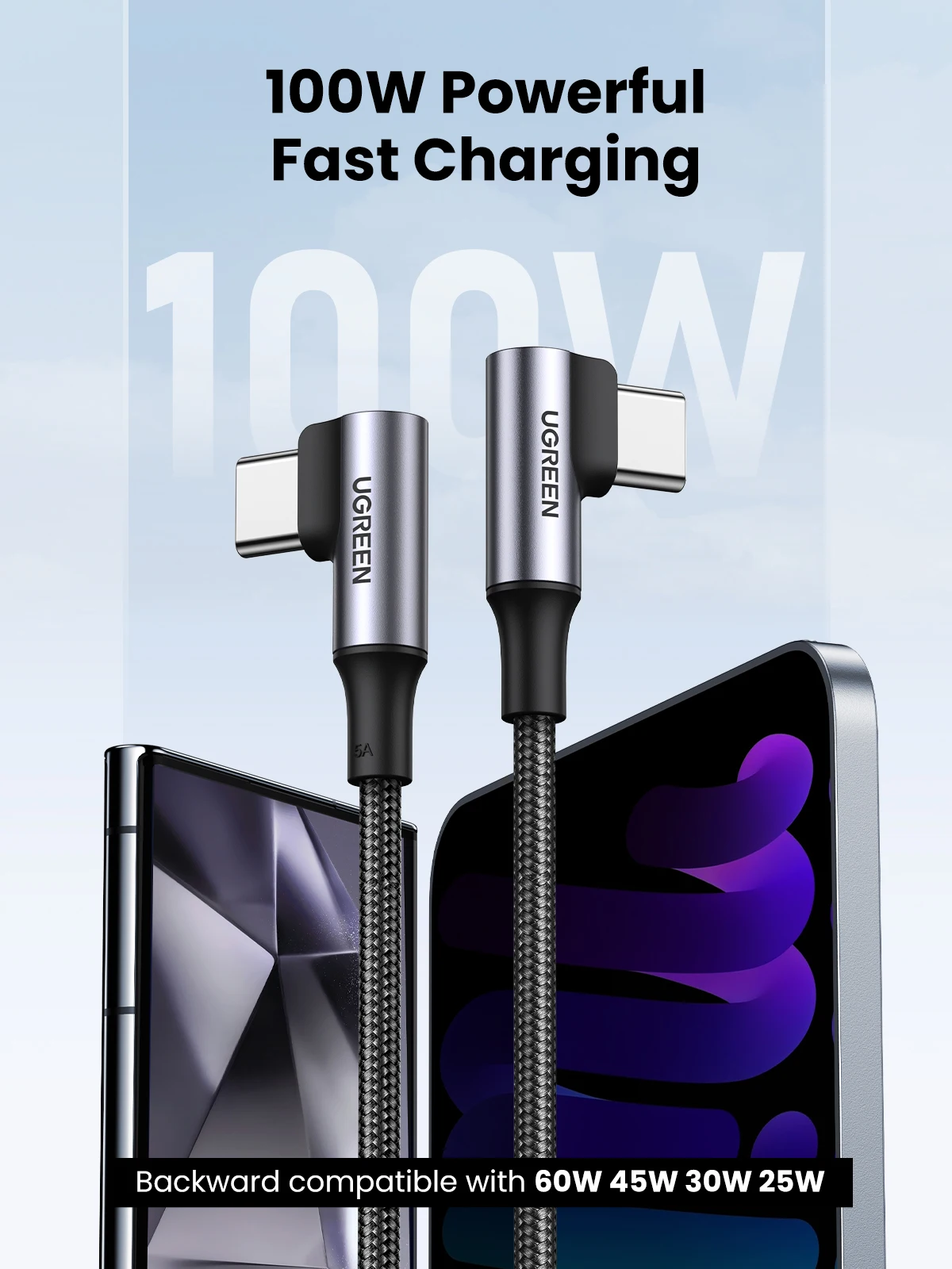 UGREEN PD 100W USB C to USB C Charging Cable for Samsung S10 S20 MacBook Pro iPad 2020 Quick Charger 4.0 PD Fast Charging Cord