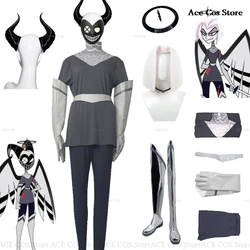 Hazbin Lute Wig Halo Angel Cosplay Costume Shoes Hotel Fight Boots Halloween Carnaval Party Silver Color Anime Cosplay Prop New