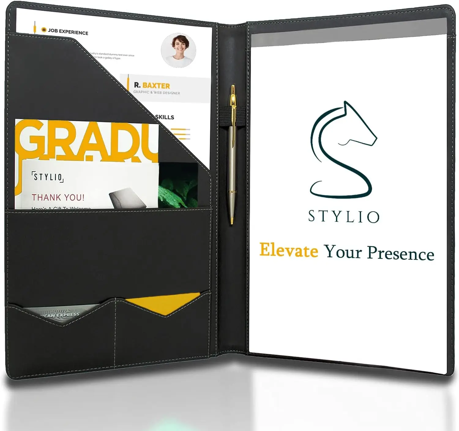 

Professional Padfolio Portfolio Organizer Binder for Interview Resume Folder, Legal Document, Business Card Holder with Letter-Sized Notepad, Faux Leather Matte Finish