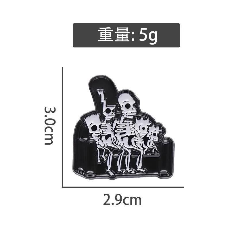 New Cartoon Anime Figure Brooch Funny Skeleton The Simpsons Metal Enamel Pin Halloween Series Clothing Decor Gift - view 3