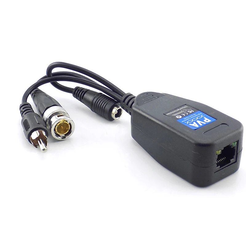 1 Pairs BNC Video Power Balun Audio Connector 75ohm Converter Passive Transceiver for CCTV Security Camera System W28