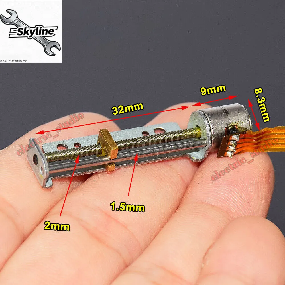 Precision miniature 2-phase 4-wire 8mm screw stepper motor linear telescopic metal push rod nut slider