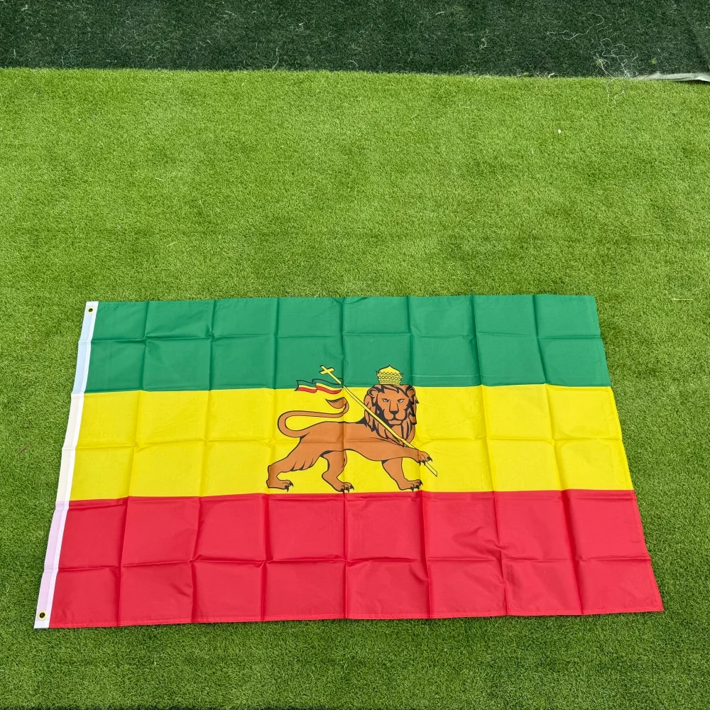 FlagGo Ethiopia Lion of Judah Flag 150x90cm 3x5 FT Green Yellow Red Polyester Double Stitched Outdoor Indoor Decor