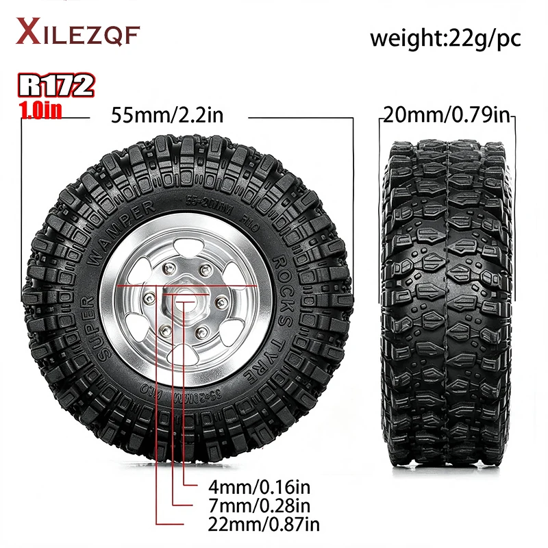 Redspider R172 Remote controlled off-road vehicle metal upgrade accessories 1/18 Toyota Prado LC250 SUV UCX1802 Wheel hub tire