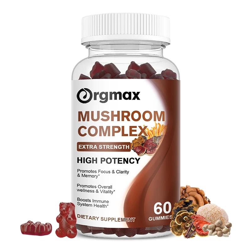 Ultimate Mushroom Complex gummies - Lion's Mane Reishi Cordyceps Chaga Turkey Tail Nootropic Brain Memory & Focus Stress Relief