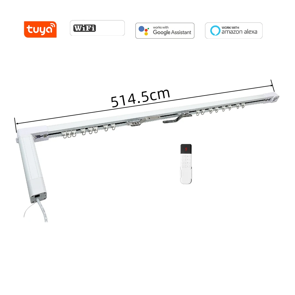 Automatisch Diy Smart Curtain Kit-systeem met Tuya Wifi Smart Curtain Driver Afstandsbediening en gemotoriseerde elektrische railsporen Alexa
