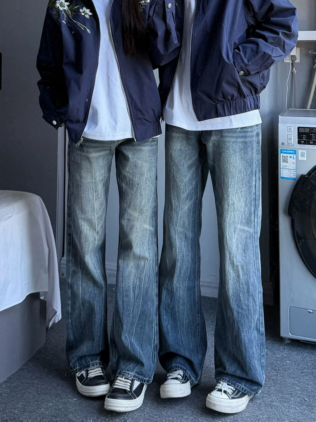 

Джинсы унисекс с высокой талией и плиссировкой, с узором «Бамбуковый узел», прямые, из денима, для повседневной носки, весна