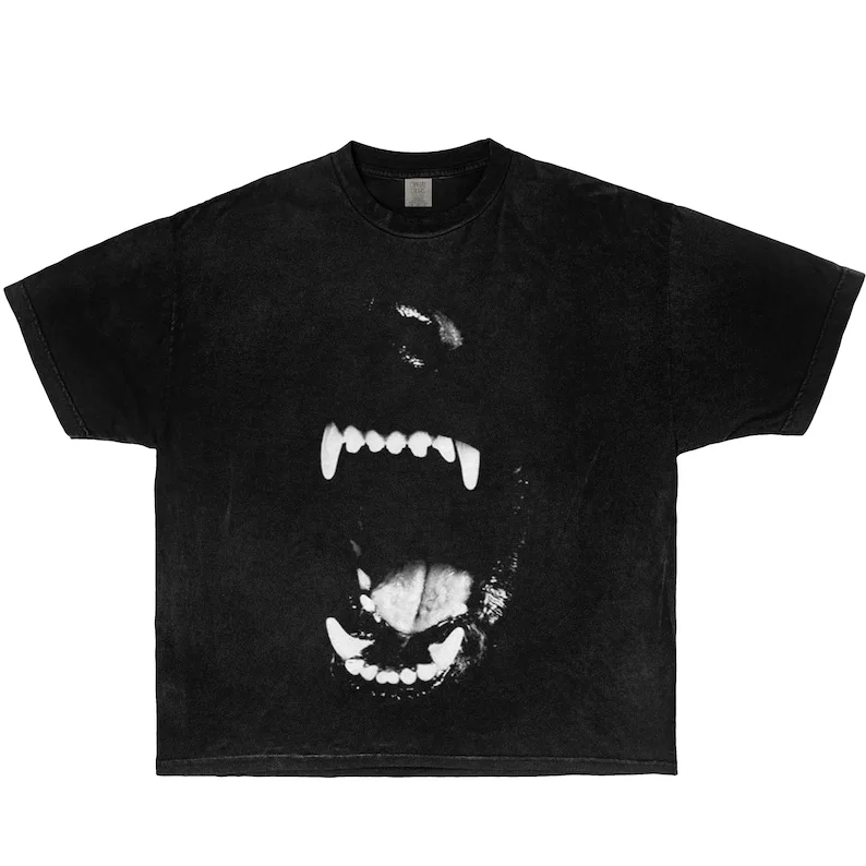 Dog Bite Garment Dyed Boxy Tee Streetwear Fashion Y2K Opium Shirt