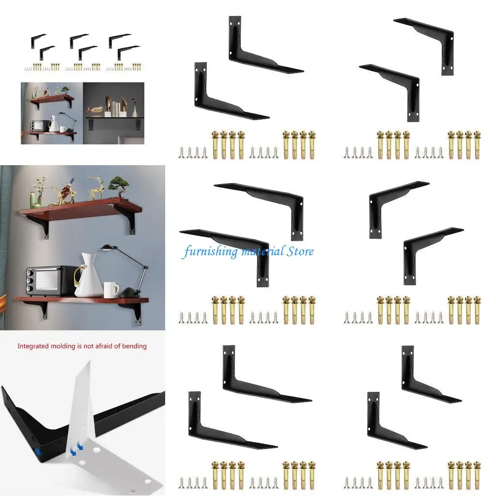 

Y5GD 1Pair Metal Shelf Brackets Wall Mounted Shelf Holder Floating Shelves Bracket