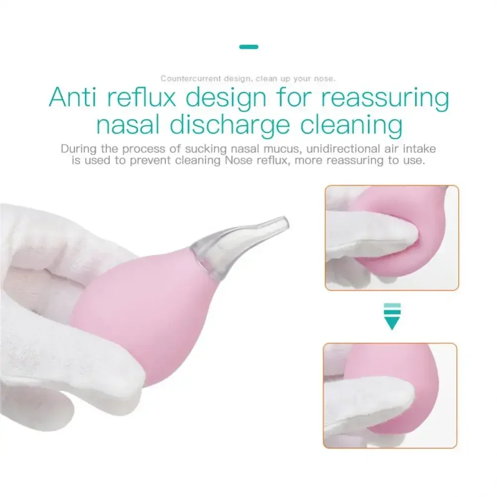 Baby Nasal Aspirator Nose Aspirator Vacuum Suction Kit Nose Cleaner with Soft Silicone Nozzle Hand Squeeze Snot Remover