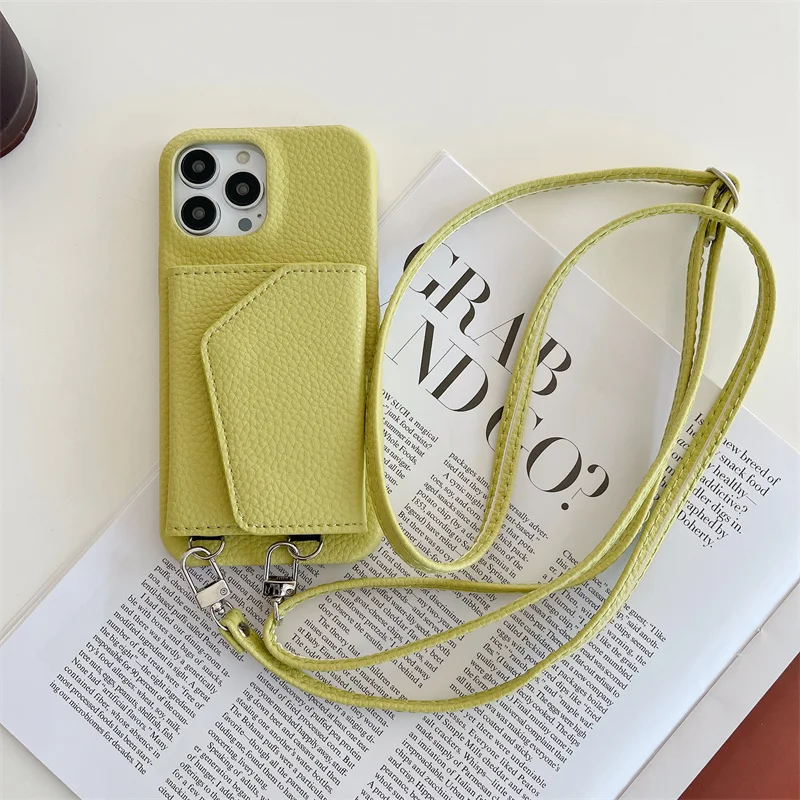 Trendige Crossbody-Leder-Brieftaschenhülle mit Lanyard für iPhone 18 17 18Pro 16 15 17Pro 14 13 Pro Max 12 16Pro, Handytasche mit Schminkspiegel – Detail 14