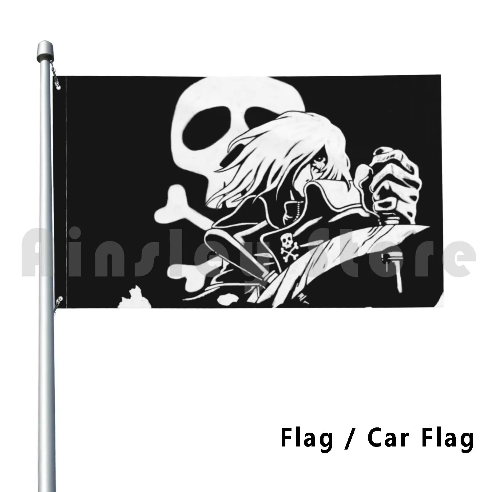 Harlock-White Flag Car Flag Funny Captain Harlock Capitan Harlock Japan Anime Manga 1970 Vintage