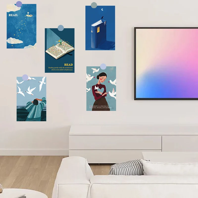 10PCS A Sea Of Books Print Card Sticker Posters Decoration Laptop Funny Aesthetic Room Graphic PET Fridge Motorcycle Sticker