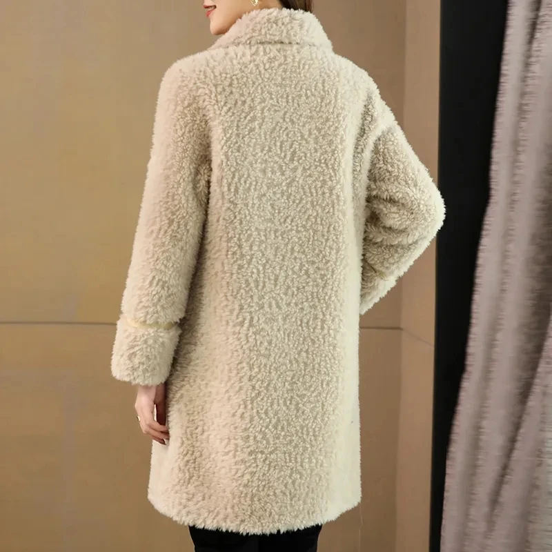 Fur All-In-One Coat Women'S Winter Warm Thicken Fur Coat 2024 New Fashion Sheep Shearing Fur Coat Winter Fur Coat Woolen Coat