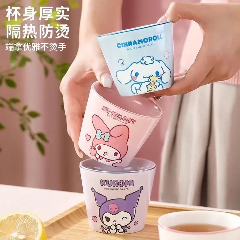 

New Model Cute Hello Kittys Kuromi My Melody Ceramic Teacup Household High Temperature Resistance Good-Looking Cup Fashion Gift