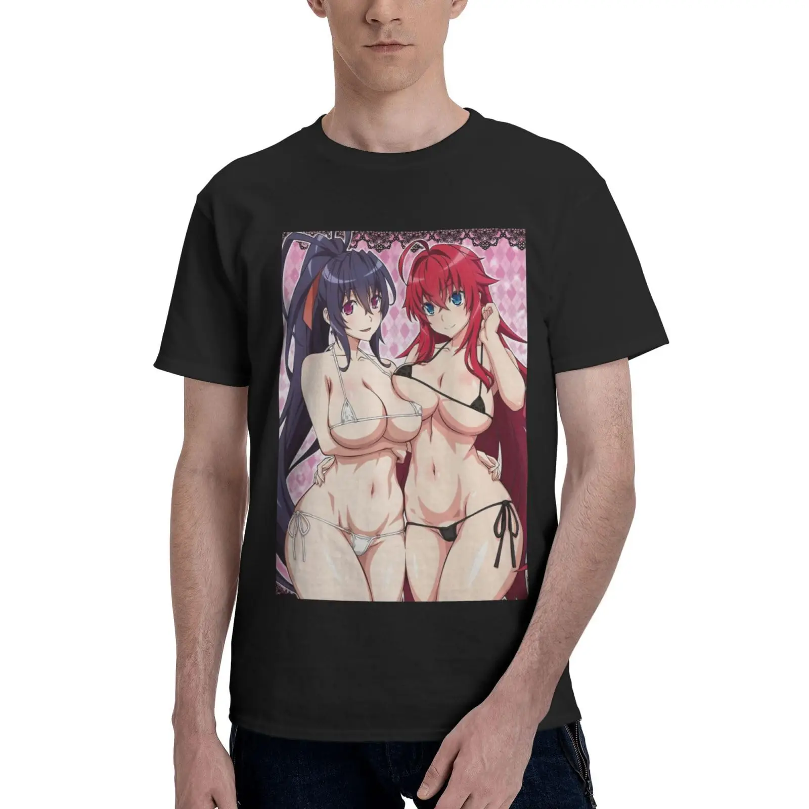 Anime High School DxD Rias Akeno Shirt Cotton Crew Neck Fashion Tee for ManSummer luxury brand retro Oversize