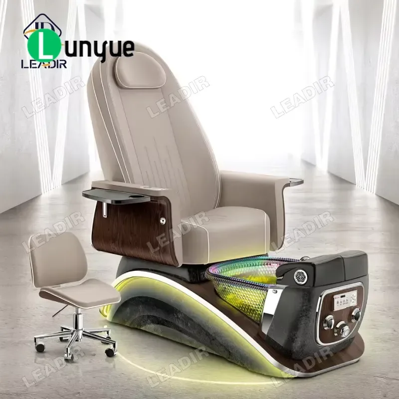 Luxury PU Leather Electric Pedicure Chair with Tubular Jet Pump Massage Function for Beauty Spa Manicure Furniture