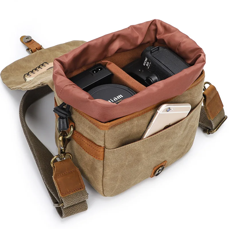 Canvas SLR camera bag Micro single camera bag Sony liner single shoulder oblique span wear-resistant waterproof camera
