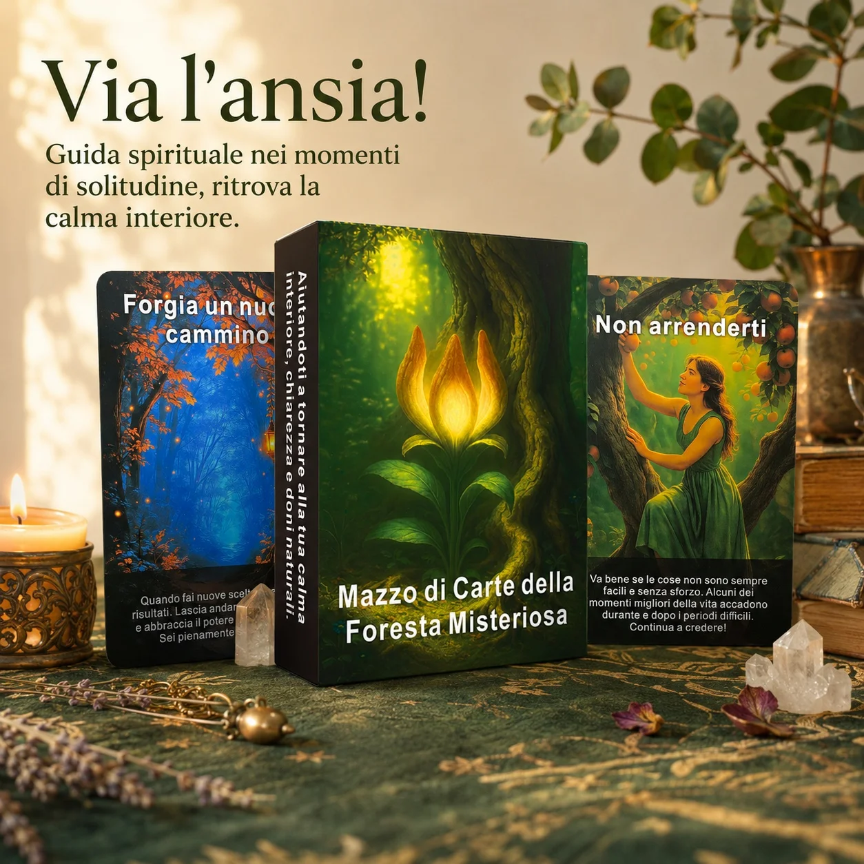 

Italian Mystical Forest Oracle Cards, 48 Tarot Series, Divination Tool, Inner Peace Healing Deck, Meditation Spiritual Gift