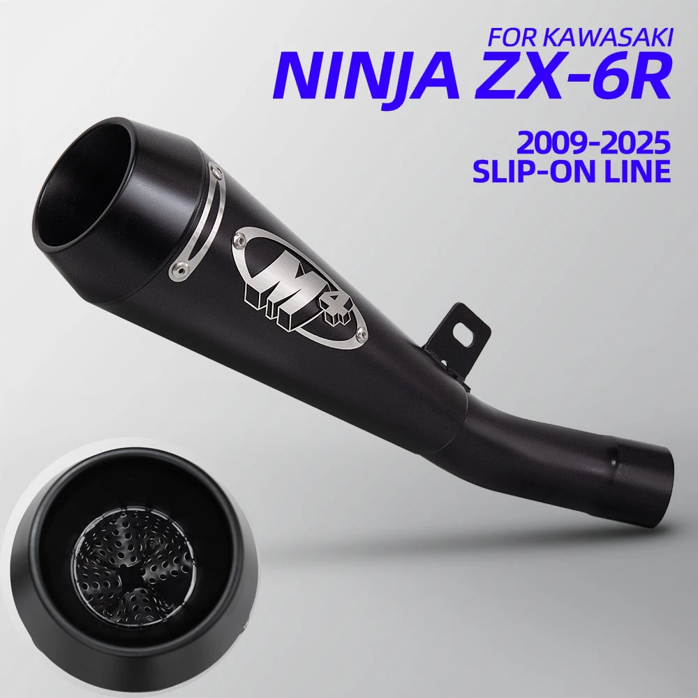 

For Kawasaki Ninja Slip On Line Motorcycle Exhaust M4 Muffler with DB Killer ZX6R ZX-6R 2009-2025