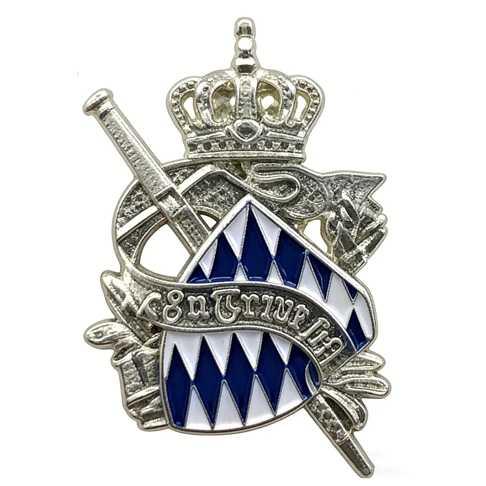 German Prussia Brooch The Bavarian Runners-up Badge Pin Silvery Medal Decoration Collection Gift