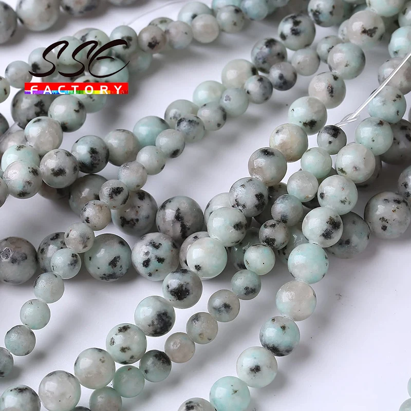 Natural Mint Sesame Jasper Stone Beads For Jewelry Making DIY Bracelet Necklace Round Energy Healing Beads 4 6 8 10 12mm 15