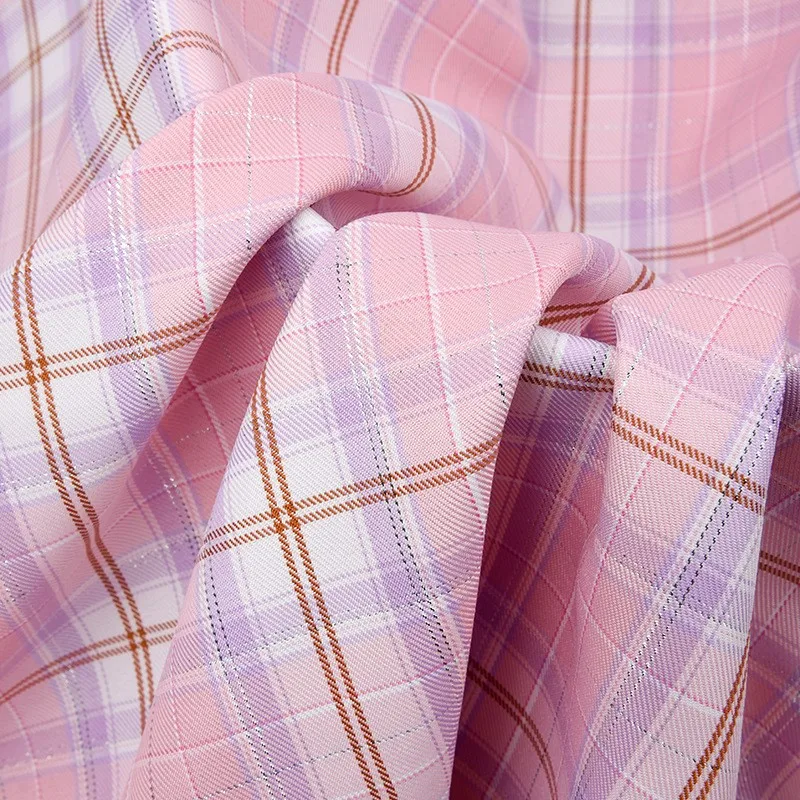 

New yarn-dyed fabric all-polyester uniform cute style shirt and pleated skirt