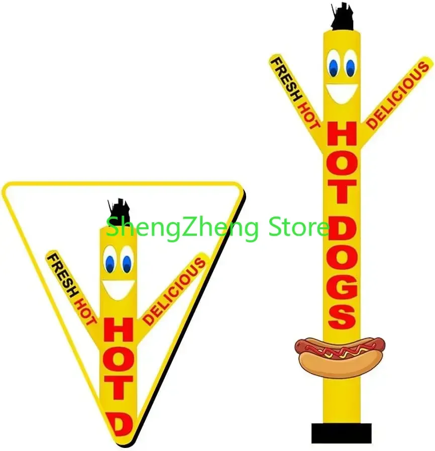 1Pcs 18ft Tall Fresh HOT DOGS Air Inflatable Tube Man Dancer with HOT DOGS Sign - Delicious Tubeman Both （Blower Not Included）