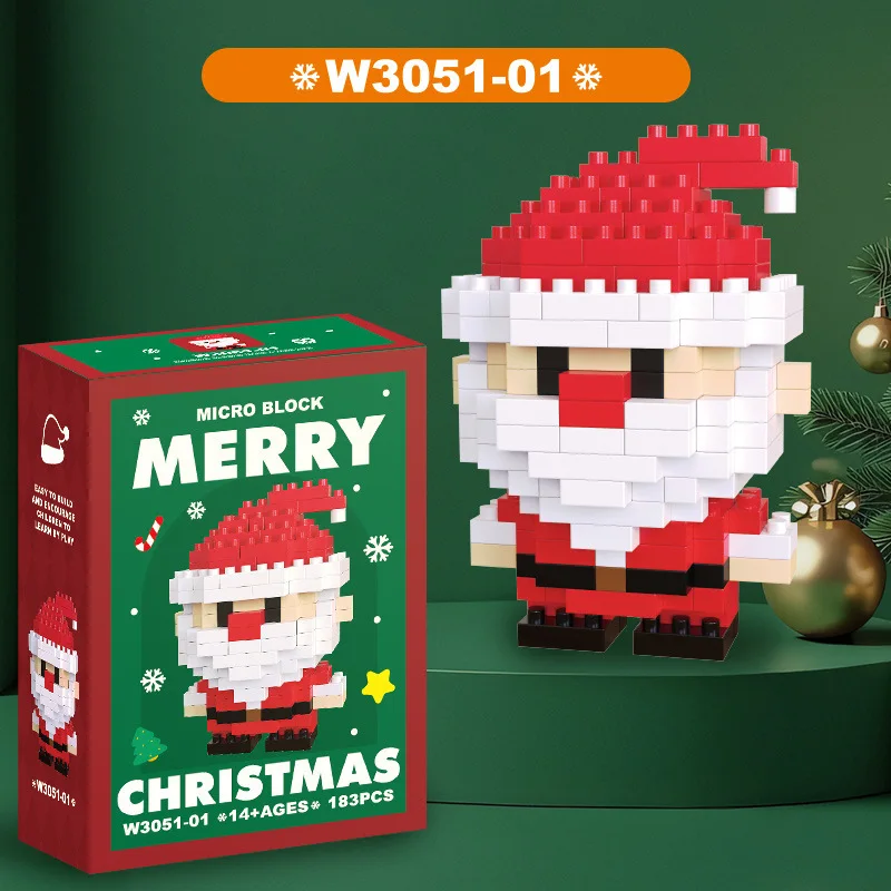 K5 Santa Claus Building Block Micro Particle Assembly Toy Puzzle Compatible Boys and Girls Desktop Ornaments Christmas Gifts