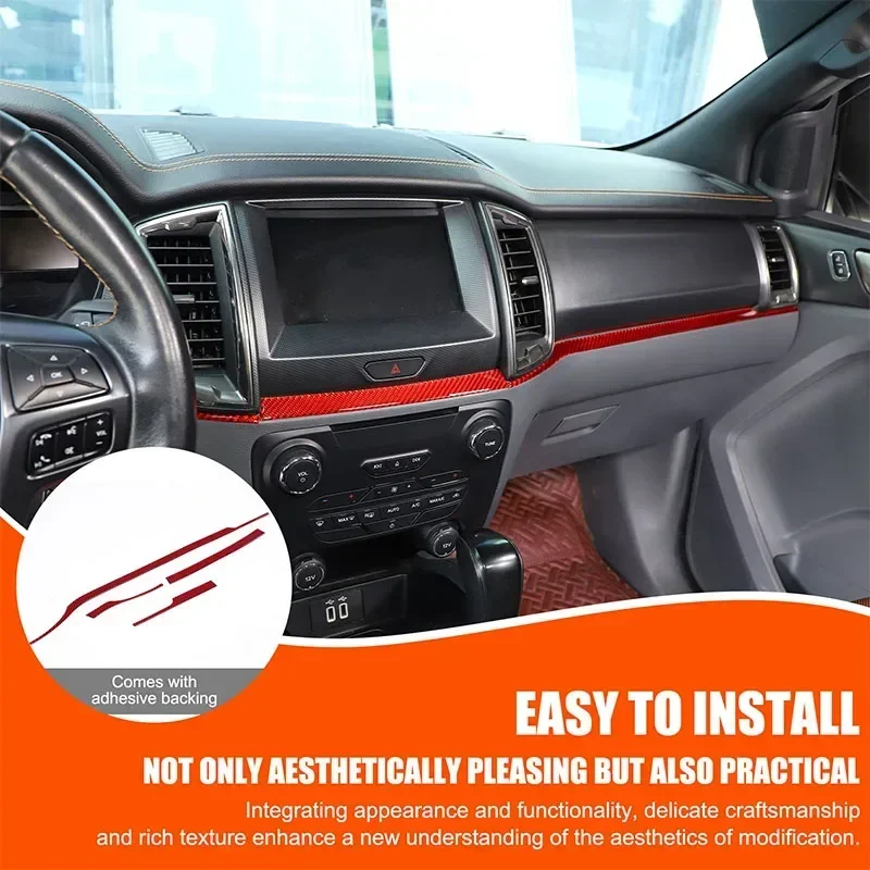 

Для Ford Ranger Wildtrak T7 T8 2015-2021 мягкое углеродное волокно автомобильная центральная консоль декоративная полоса наклейка аксессуары для салона автомобиля