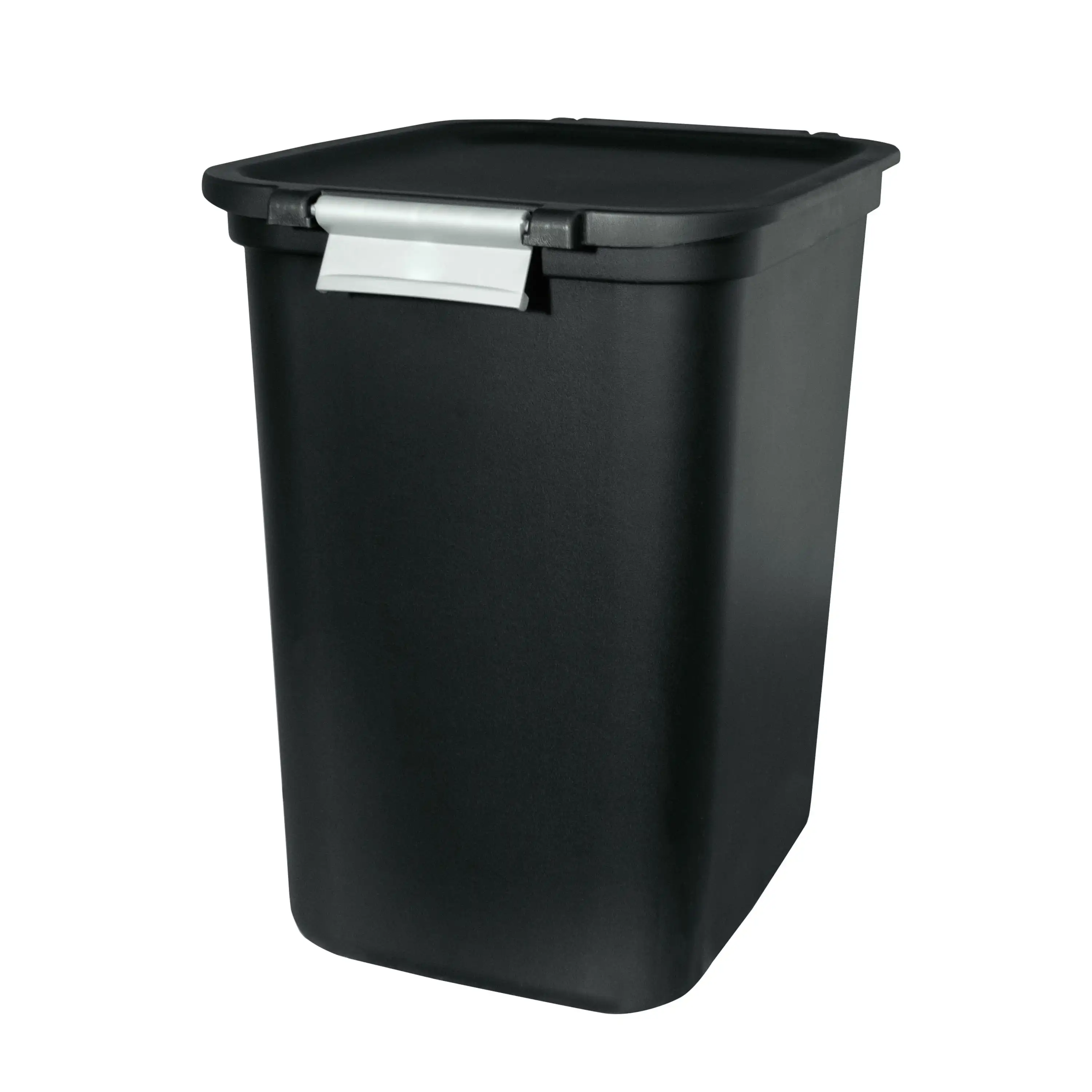 7.7 Gallon Trash Can, Plastic Hinged Locking Lid Kitchen Trash Can, Black Perfect durable trash can kitchen, garage