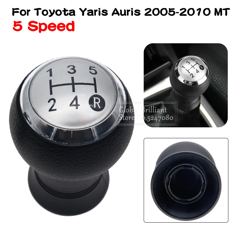 5 Speed Chromed Manual Gear Shift Knob For Toyota Yaris Auris 2005 2006 2007 2008-2010 Car-styling Shifter Lever Handball