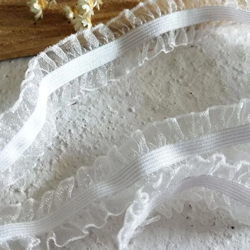 2CM Wide HOT Elastic DIY Cotton Embroidery Sewing Flower Lace Fabric Applique Collar Ribbon Trim Fringe Guipure Dress Decor