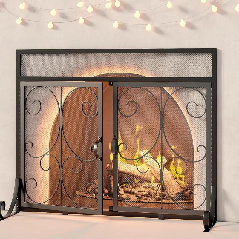 

Простой кованый железный камин, экранный камин, барьерный забор, крышка камина, двойной дверной камин, пожарный забор