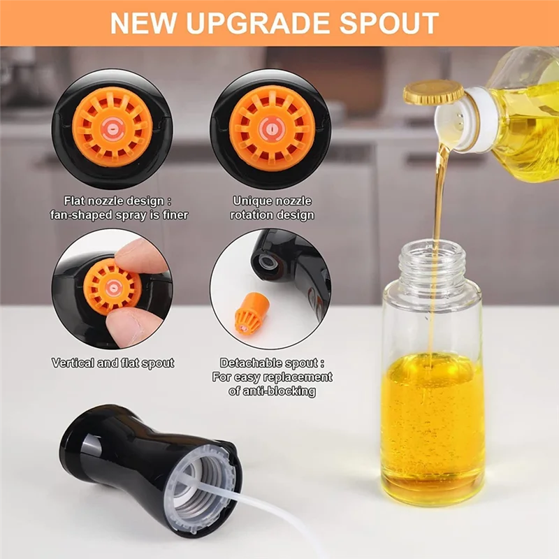 Olive Oil Sprayer For Cooking,Rotatable Nozzle Olive Oil Spray Bottle 230Ml Vinegar Dispenser with Brush Leak Proof,A