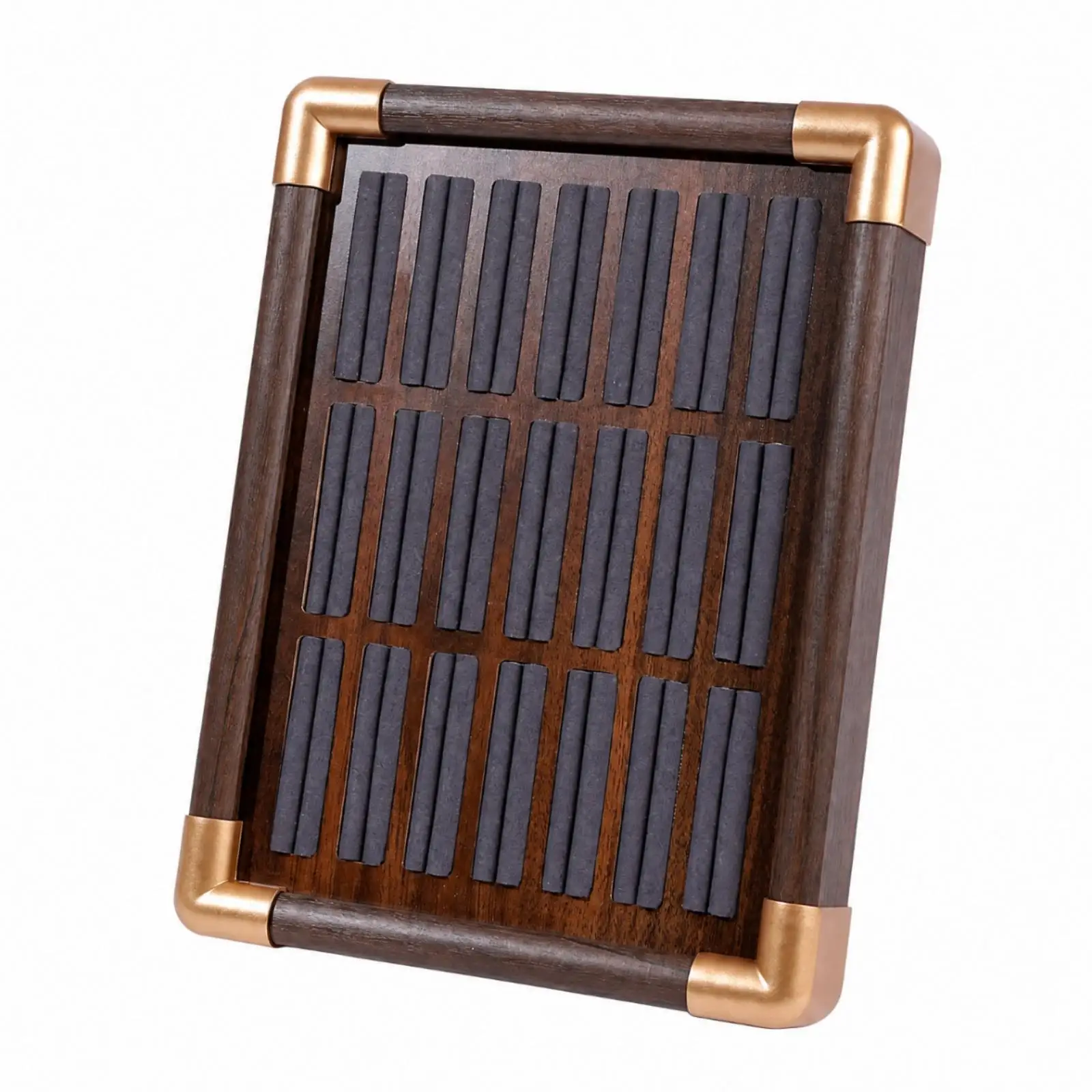 Solid Wood Wooden Jewelry Display Tray | Gold-Tone Reinforced Corners, Wooden Jewelry Tray, for Countertop Storage